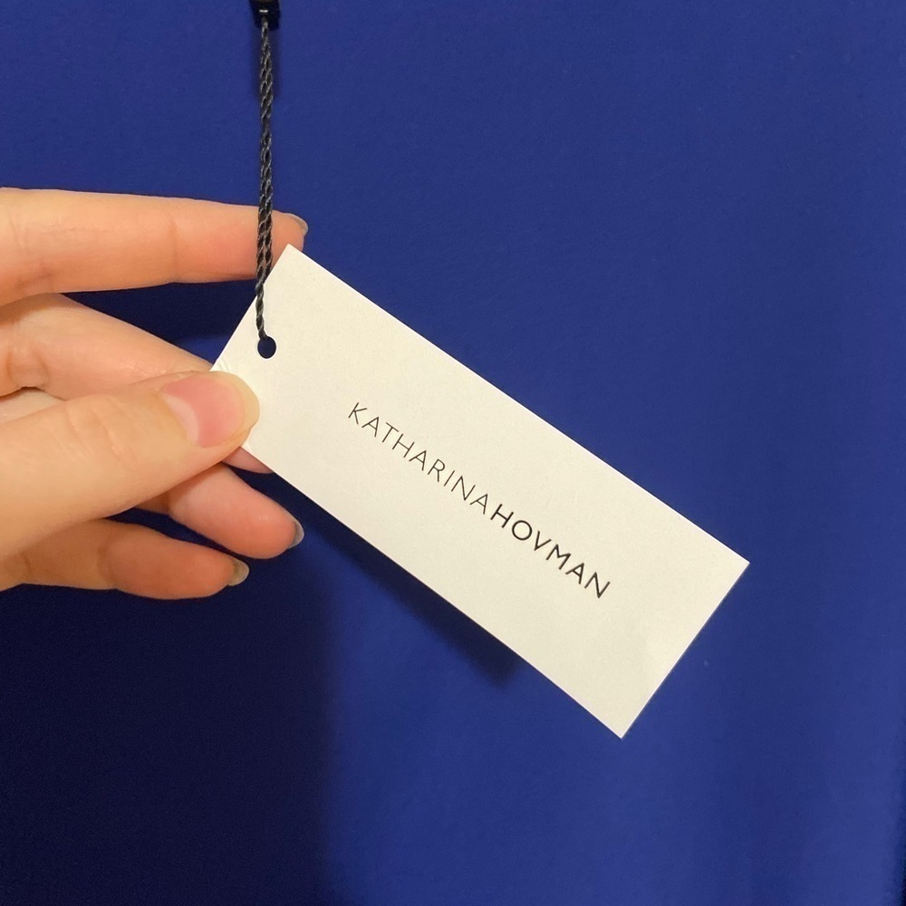 Katharina Hovman NWT Royal Blue 3/4 Sleeve Pleated Midi Maxi Dress Size 8 - Picture 9 of 14